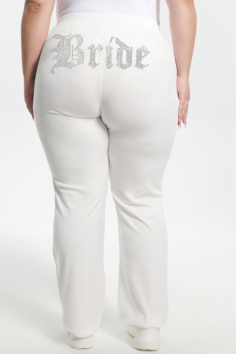 Bride Customizable Big Bling Velour Track Pants