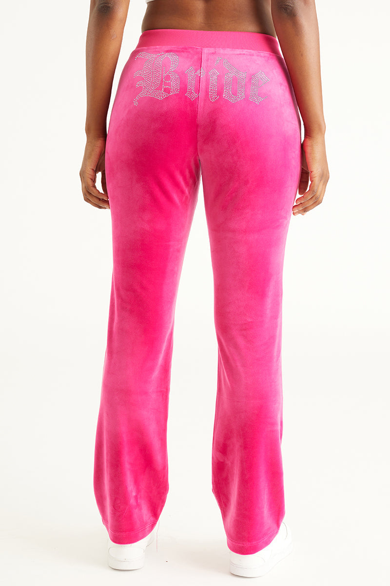 Bride Customizable Big Bling Velour Track Pants