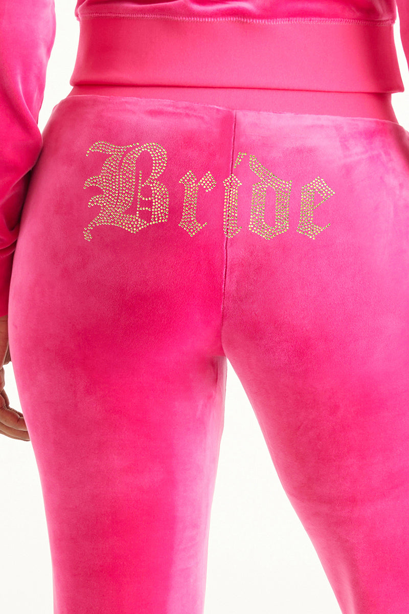 Bride Customizable Big Bling Velour Track Pants
