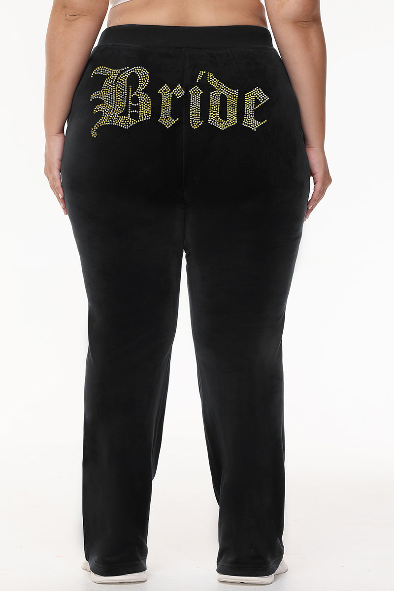 Bride Customizable Big Bling Velour Track Pants