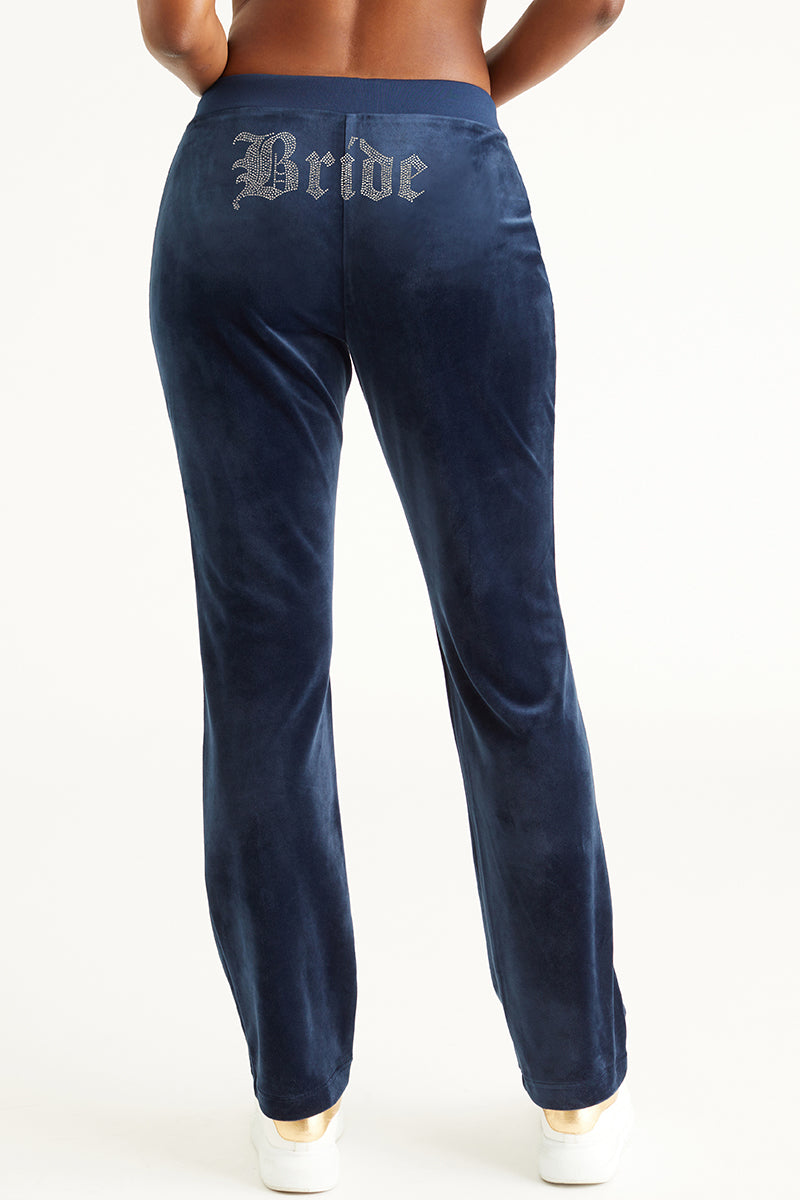 Bride Customizable Big Bling Velour Track Pants
