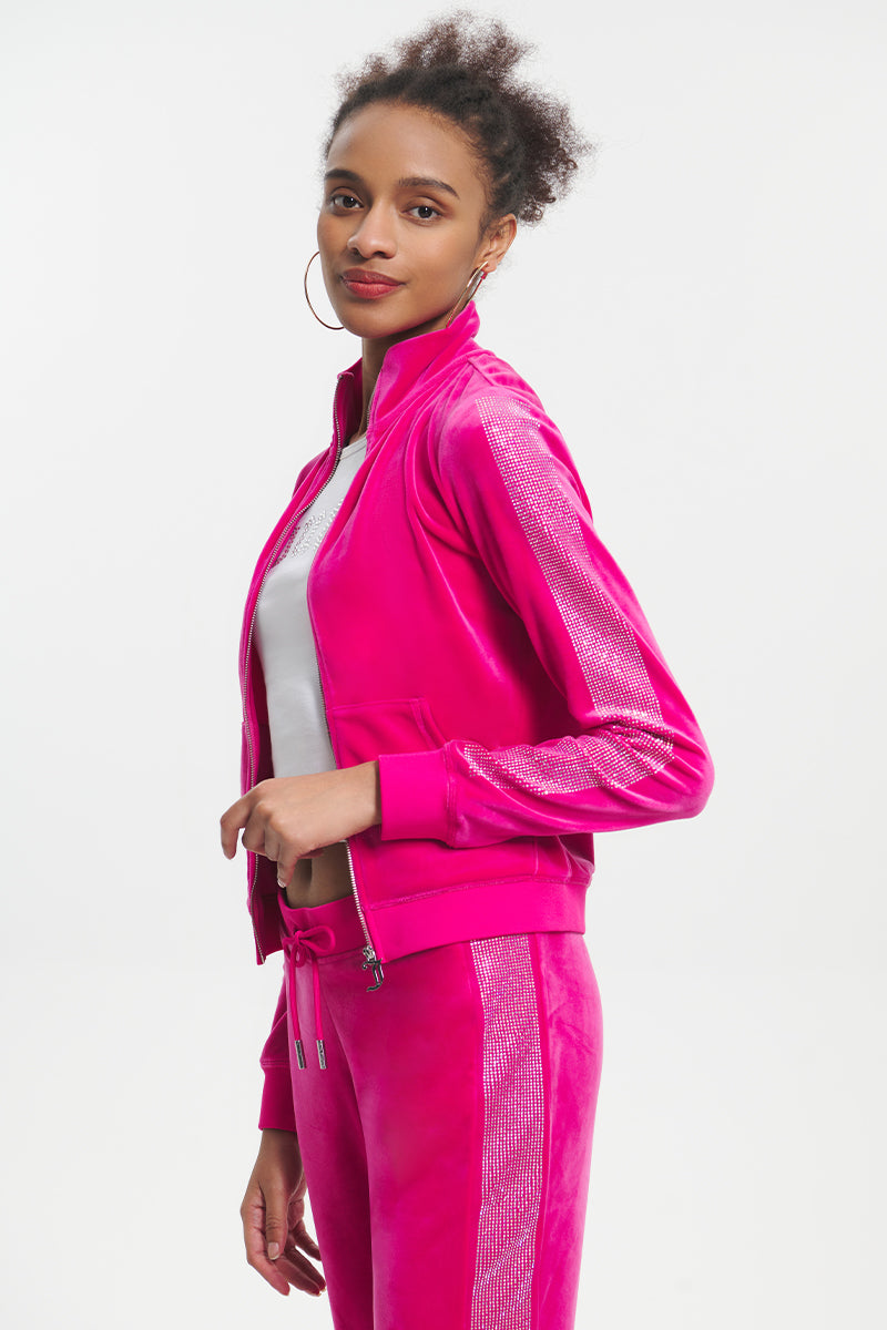 Ombre Bling Cropped Velour Track Jacket - Juicy Couture