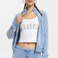 Ombre Bling Cropped Velour Track Jacket - Juicy Couture