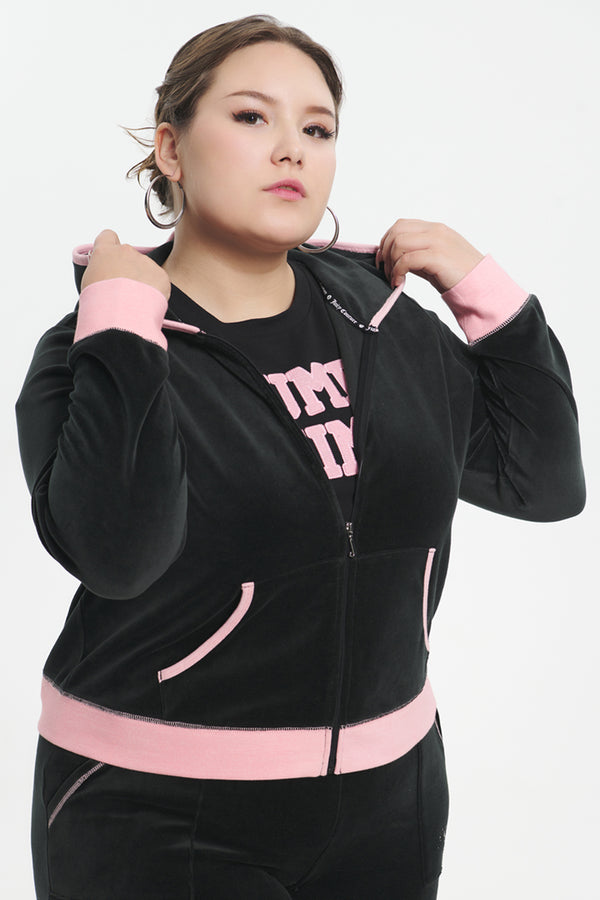 Plus-Size Sweetheart Cotton Velour Hoodie - Juicy Couture