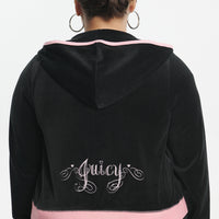 Plus-Size Sweetheart Cotton Velour Hoodie - Juicy Couture