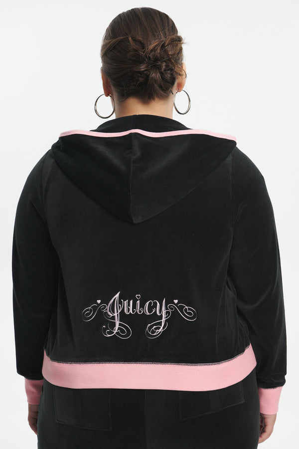 Plus-Size Sweetheart Cotton Velour Hoodie - Juicy Couture