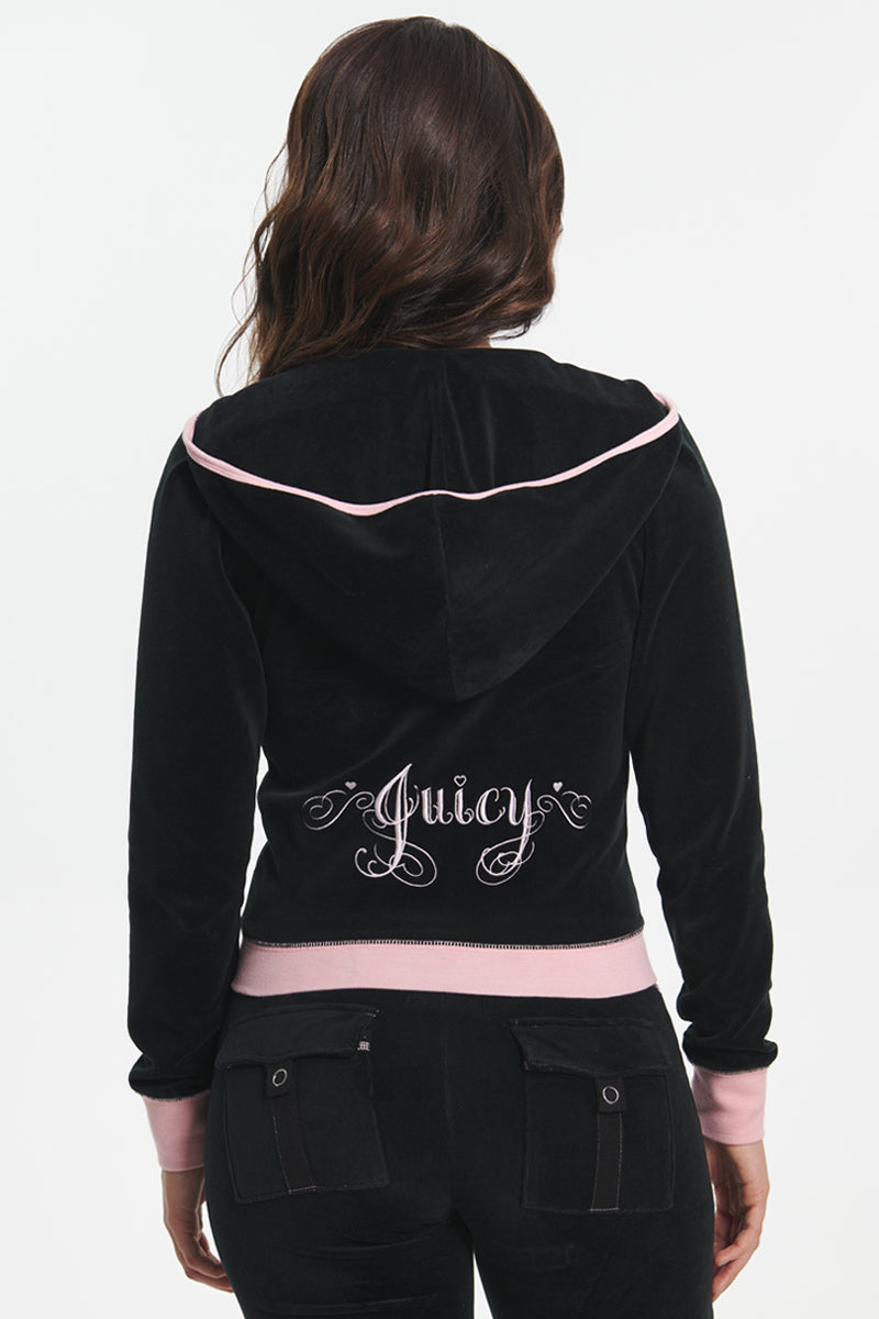 Plus-Size Monogram Heritage Cotton Velour Hoodie - Juicy Couture Plus-Size Monogram Heritage Cotton Velour Hoodie - Juicy Couture