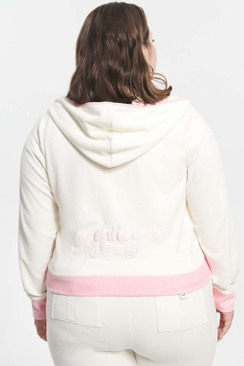 Plus-Size Sweetheart Cotton Velour Hoodie - Juicy Couture