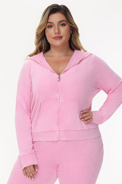 Plus-Size Big Bling Towel Terry Zip Hoodie - Juicy Couture