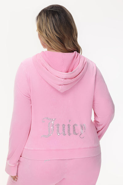 Plus-Size Big Bling Towel Terry Zip Hoodie - Juicy Couture