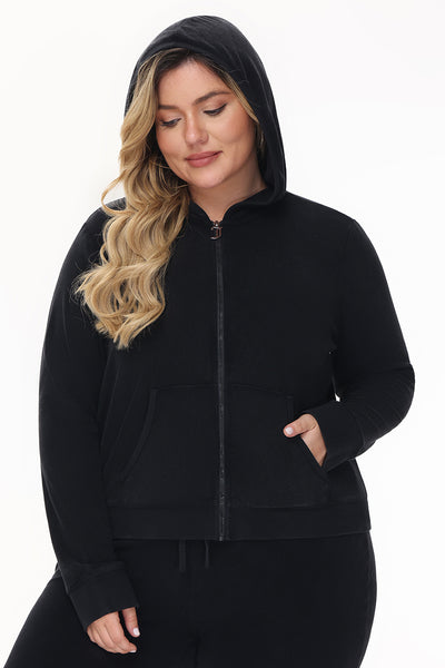 Plus-Size Big Bling Towel Terry Zip Hoodie - Juicy Couture