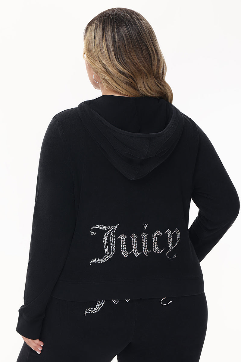 Plus-Size Big Bling Towel Terry Zip Hoodie - Juicy Couture