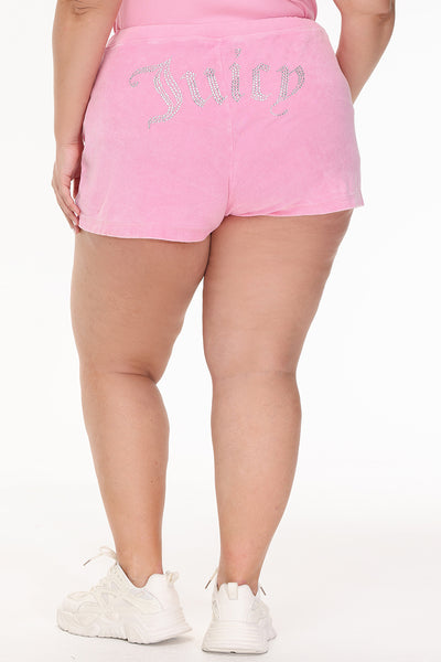 Plus-Size Big Bling Towel Terry Shorts - Juicy Couture