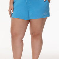 Plus-Size French Terry Embroidered Shorts