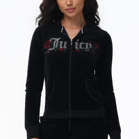 Juicy Roses Bling Cotton Velour Hoodie - Juicy Couture