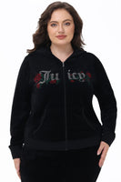 Plus-Size Juicy Roses Bling Cotton Velour Hoodie - Juicy Couture