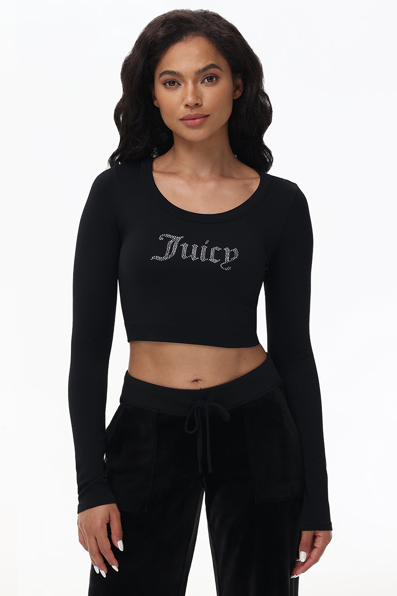 Cropped Long Sleeve Baby Tee - Juicy Couture