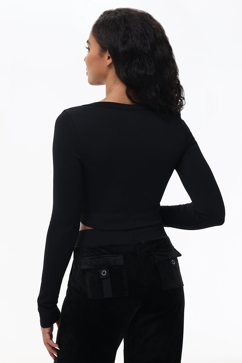Cropped Long Sleeve Baby Tee - Juicy Couture