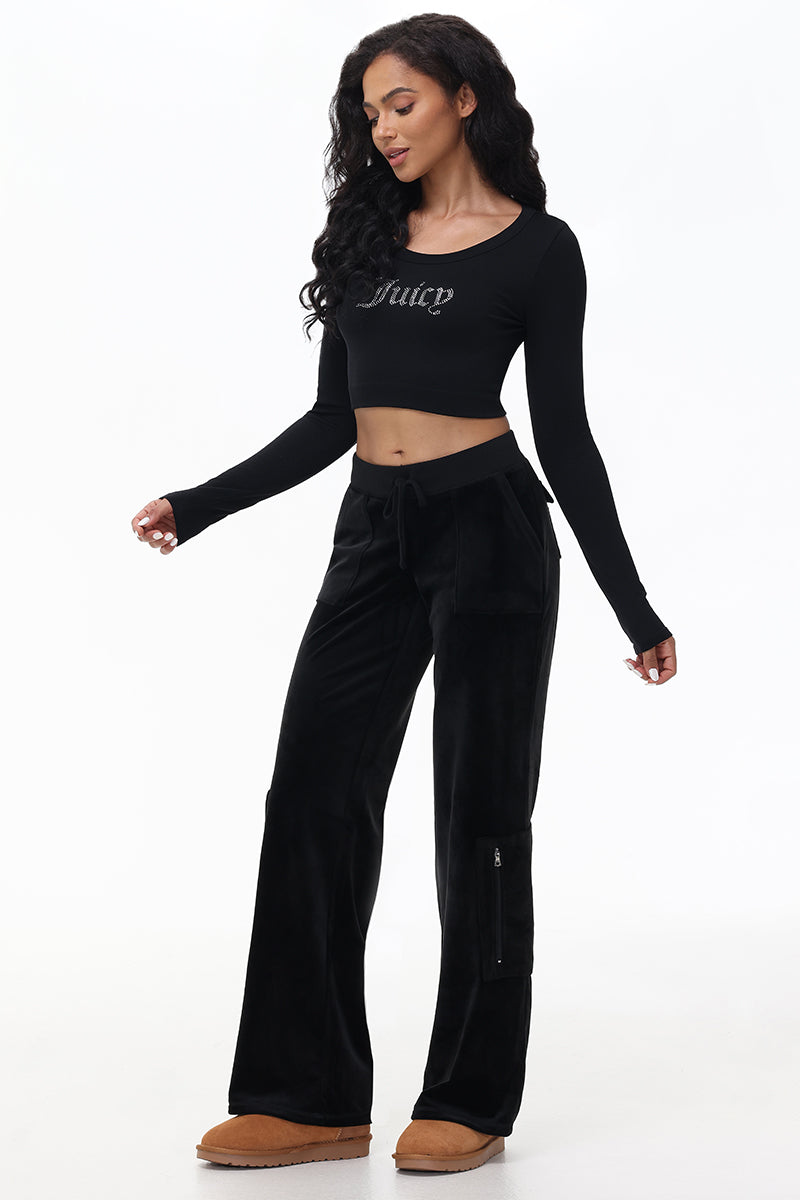 Cropped Long Sleeve Baby Tee - Juicy Couture