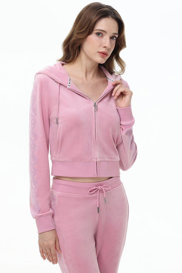 Lace Rhinestone Classic Hoodie - Juicy Couture