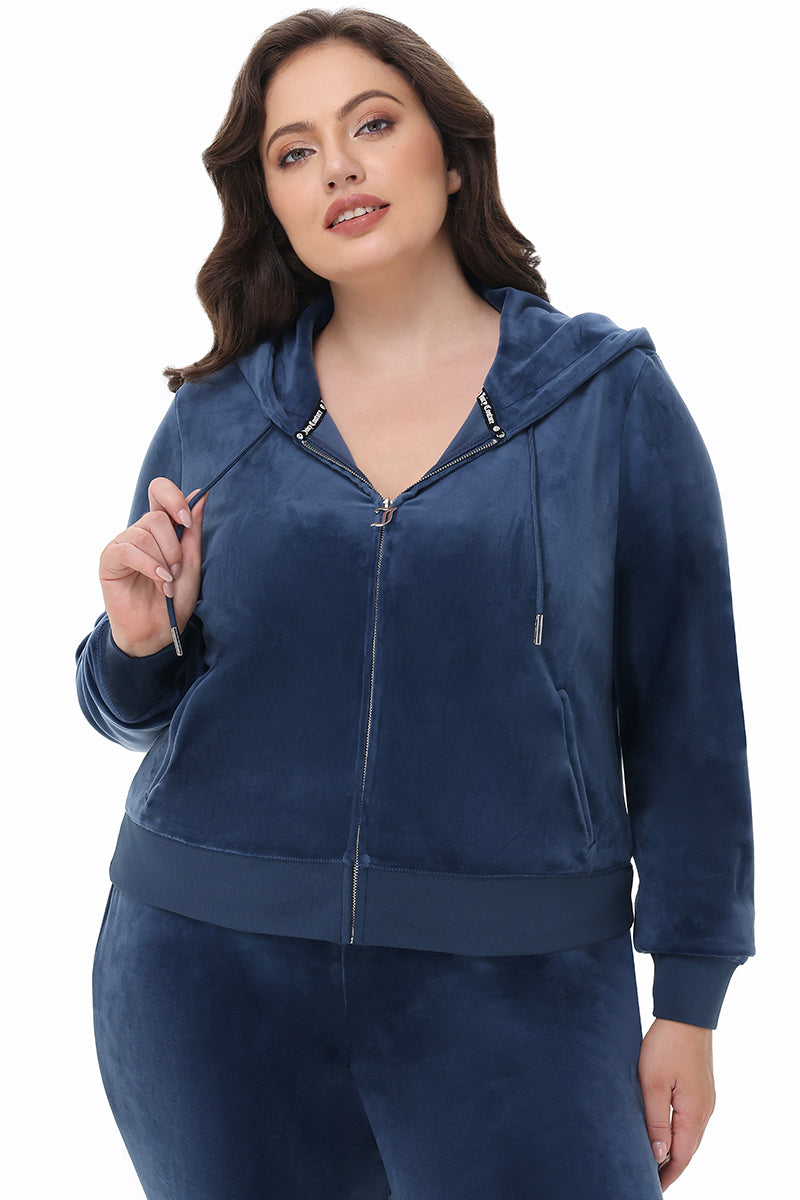 Plus-Size Ombre Big Bling Velour Hoodie - Juicy Couture