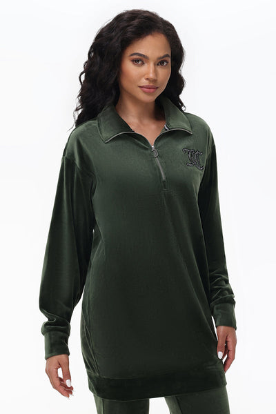 juicy Oversized Small Bling Quarter Zip Pullover - Juicy Couture