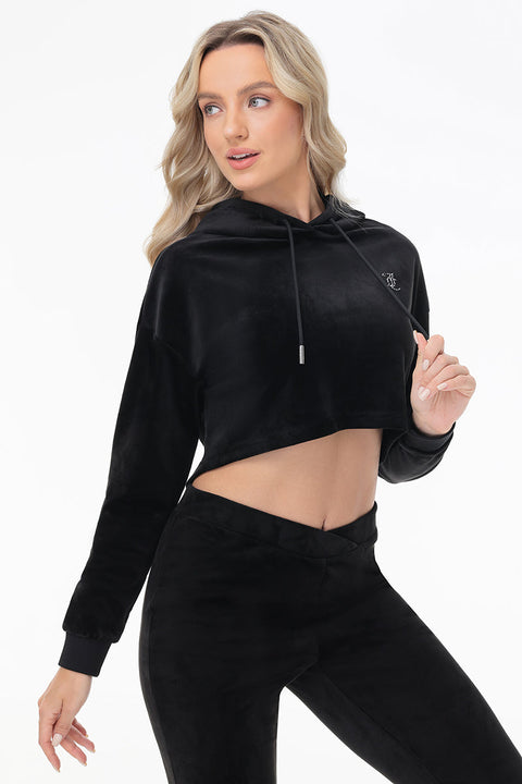 Big Bling High Low Cropped Hoodie