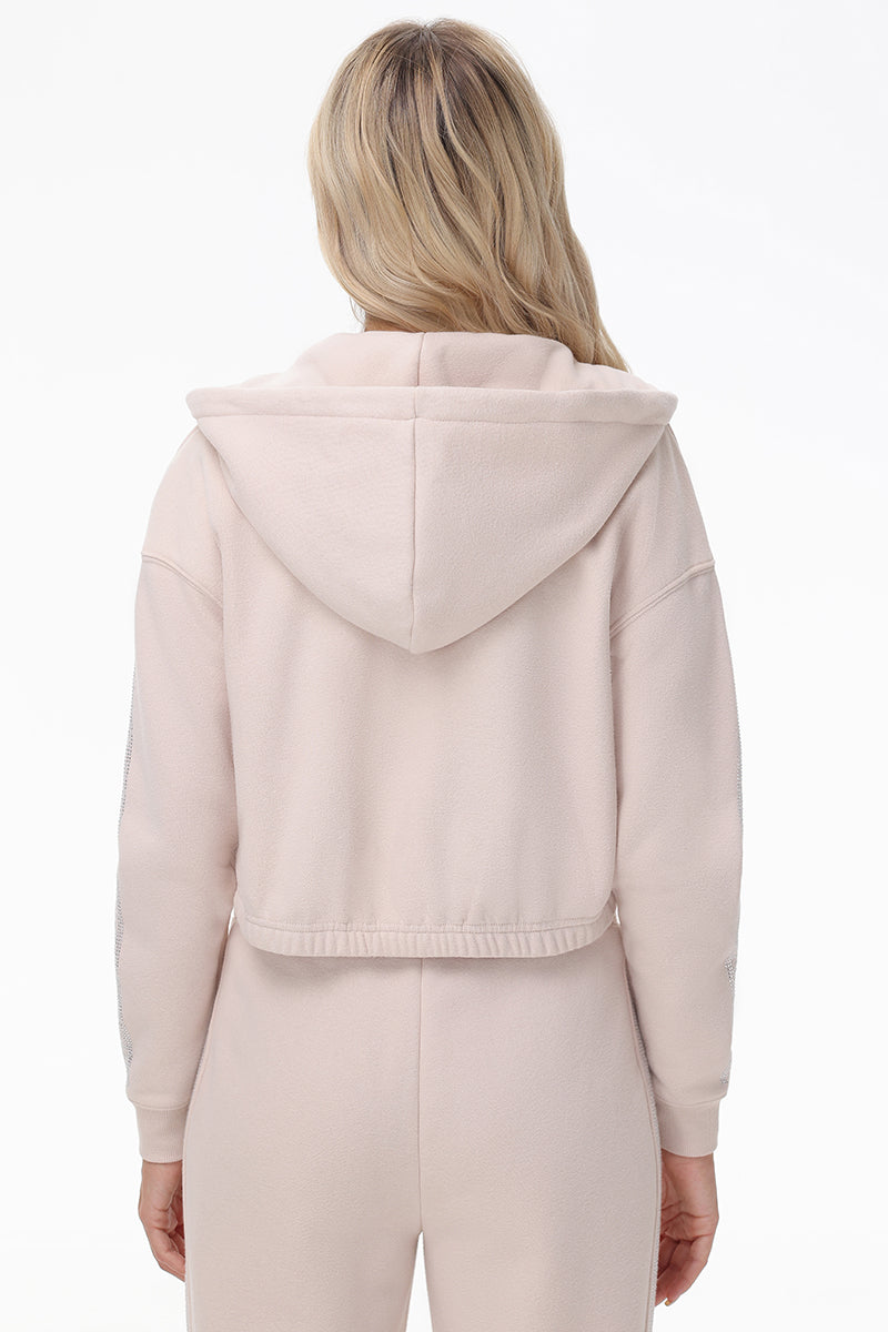 Cropped Fleece Hoodie With Side Bling - Juicy Couture