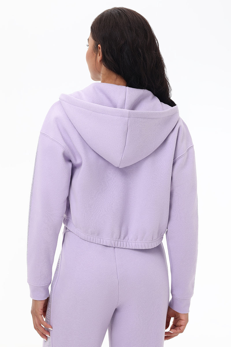 Cropped Fleece Hoodie With Side Bling