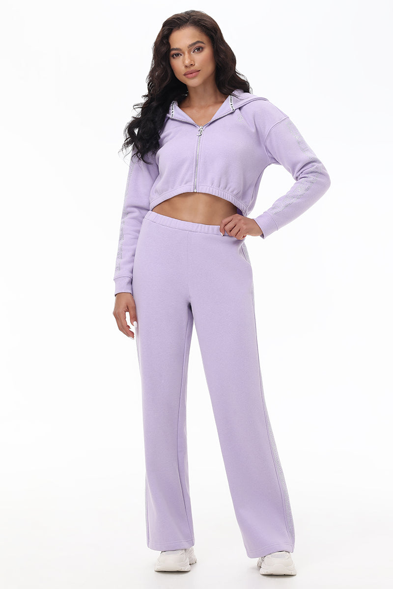 Cropped Fleece Hoodie With Side Bling - Juicy Couture