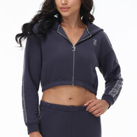 Cropped Fleece Hoodie With Side Bling - Juicy Couture