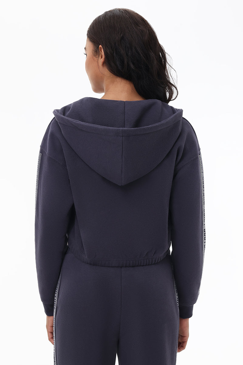 Cropped Fleece Hoodie With Side Bling - Juicy Couture