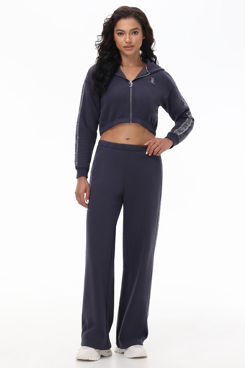 Cropped Fleece Hoodie With Side Bling - Juicy Couture