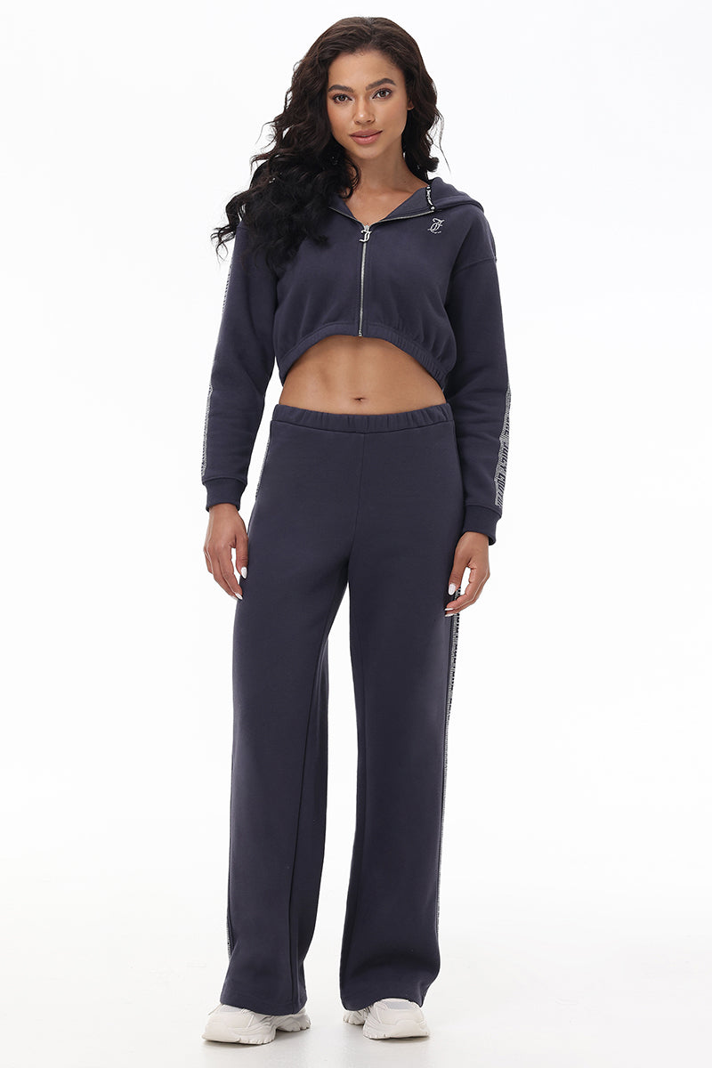 Wide Leg Fleece Pant With Side Bling - Juicy Couture