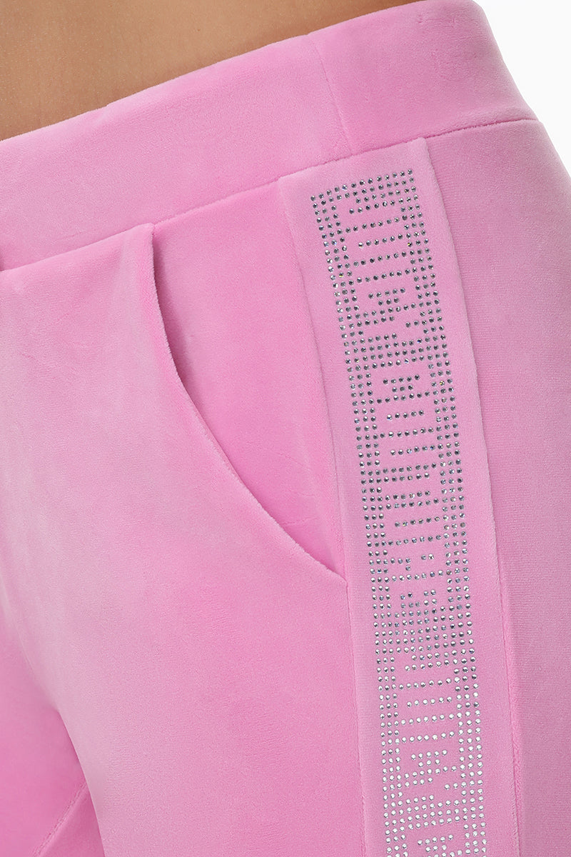 Velour Jogger With Side Bling