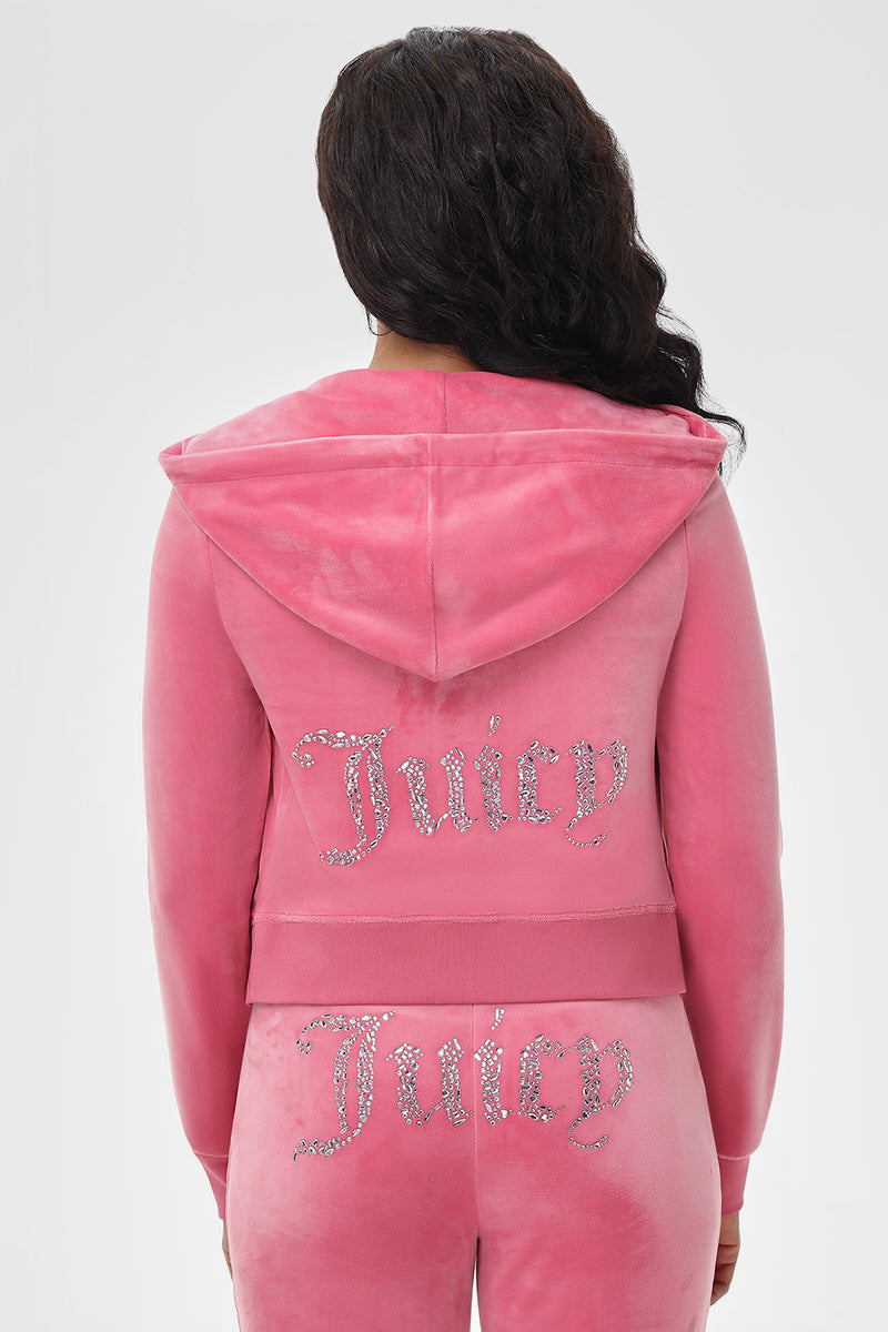 Mixed Crystals Velour Hoodie - Juicy Couture