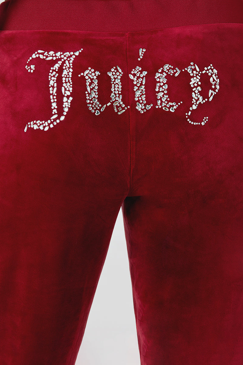 Plus-Size Mixed Crystals Velour Track Pants