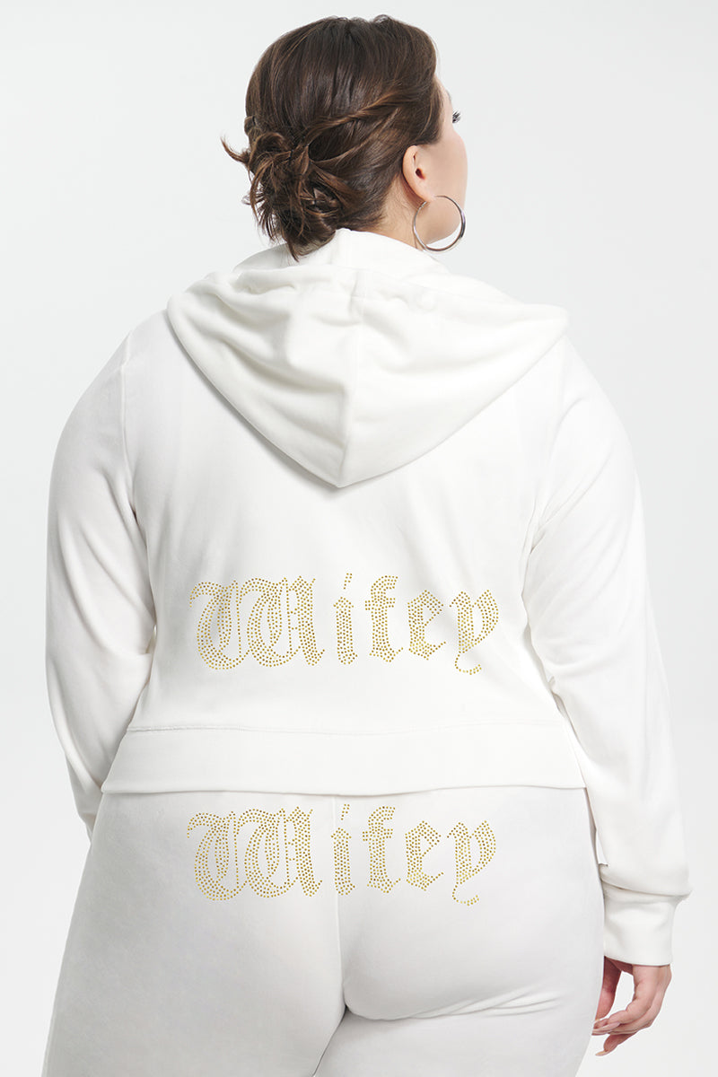 Wifey Customizable Big Bling Velour Hoodie