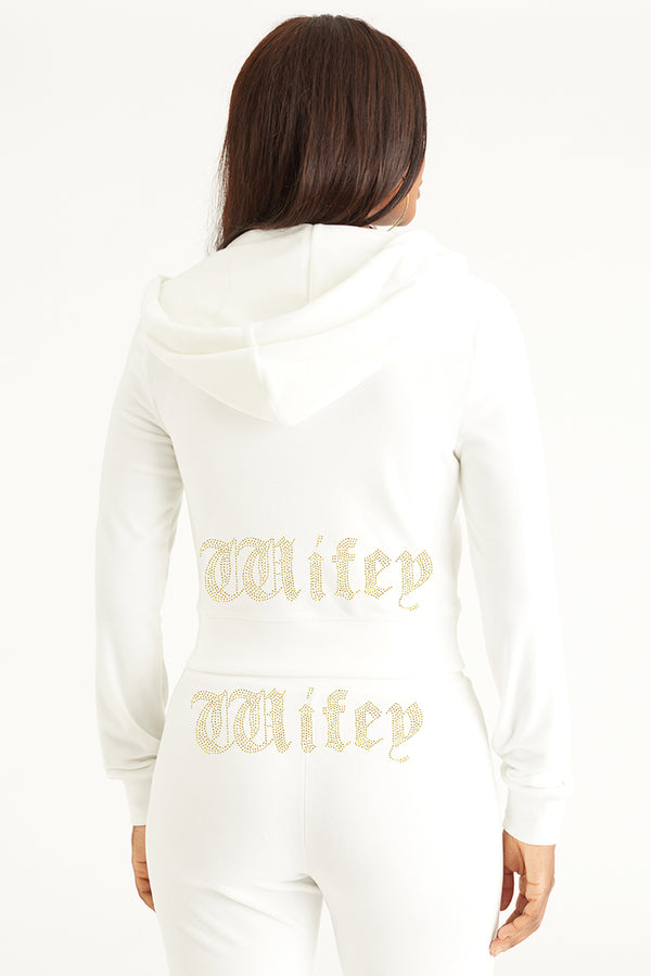 Wifey Big Bling Velour Hoodie - Juicy Couture