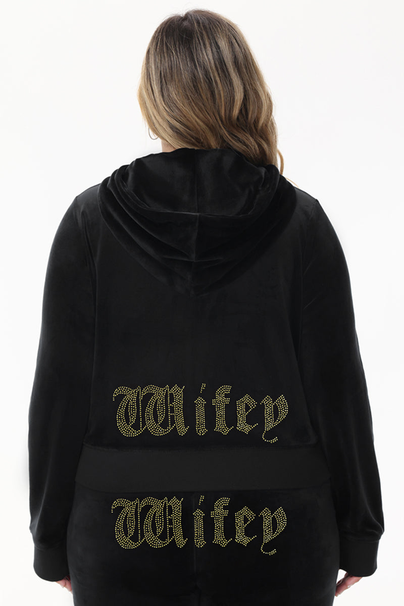 Wifey Customizable Big Bling Velour Hoodie