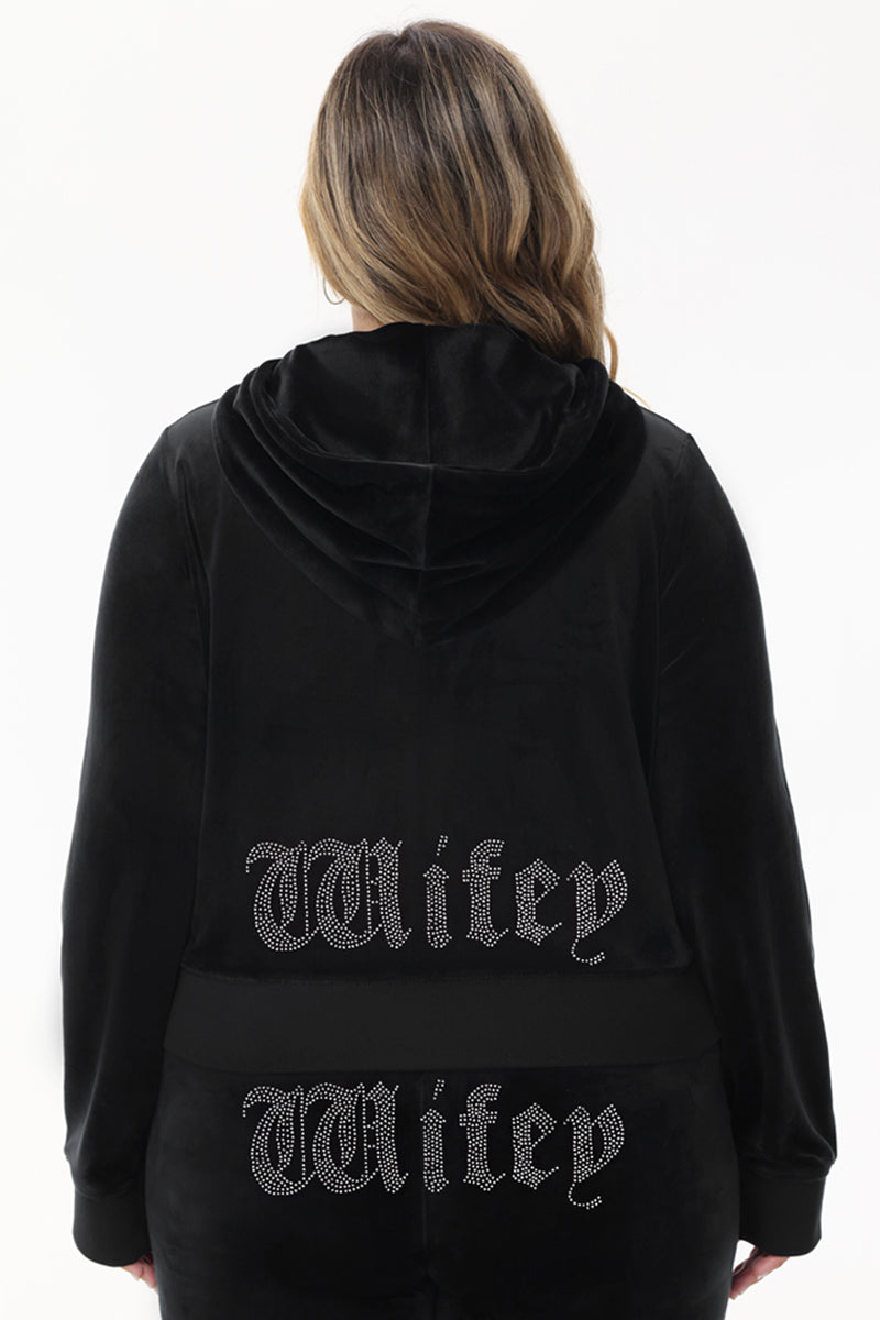 Wifey Customizable Big Bling Velour Hoodie