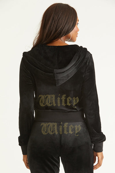 Wifey Customizable Big Bling Velour Hoodie