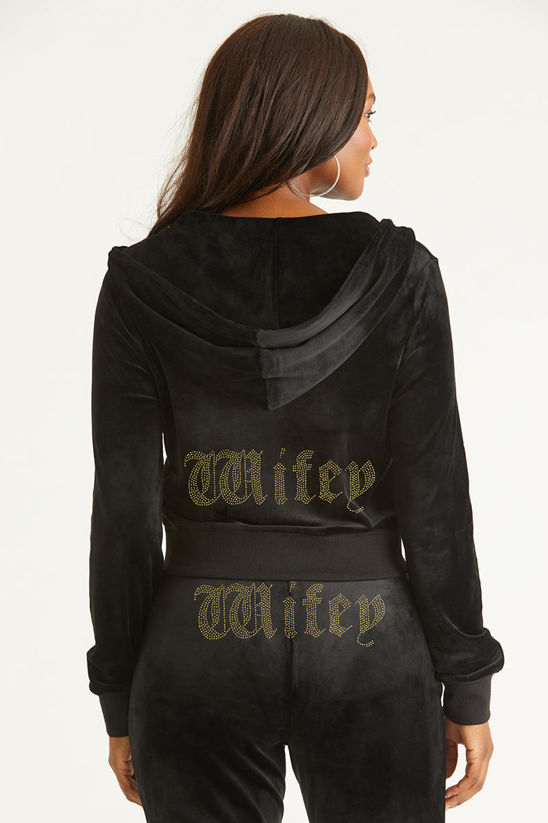 Wifey Customizable Big Bling Velour Hoodie