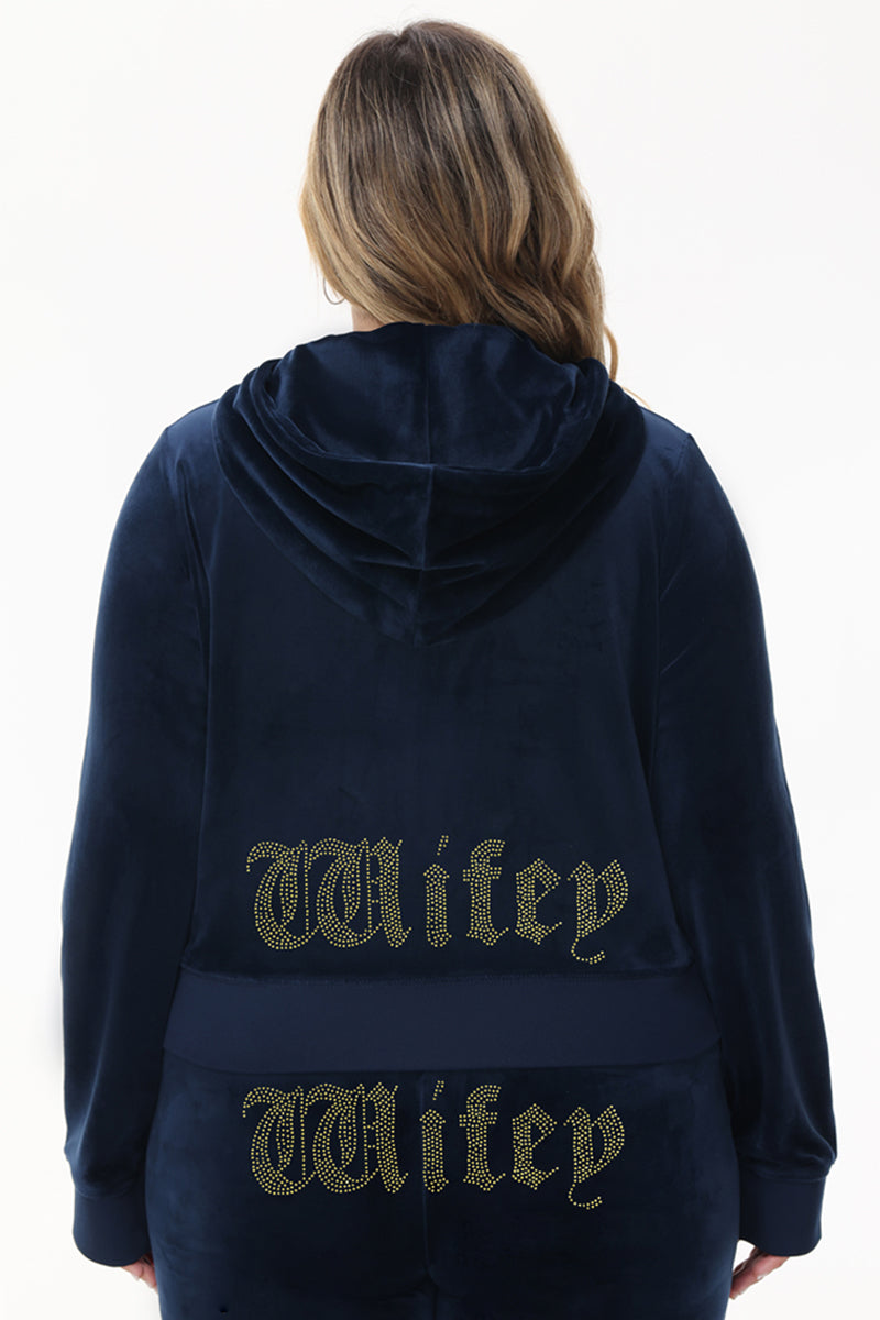 Wifey Customizable Big Bling Velour Hoodie