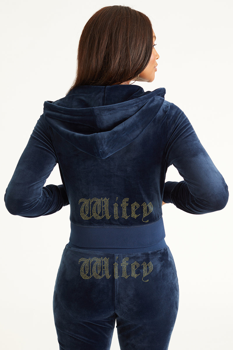 Wifey Big Bling Velour Hoodie - Juicy Couture