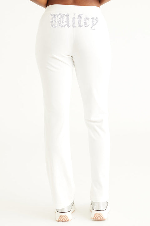 Wifey Customizable Big Bling Velour Track Pants