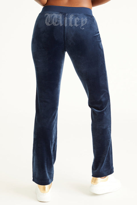 Wifey Customizable Big Bling Velour Track Pants