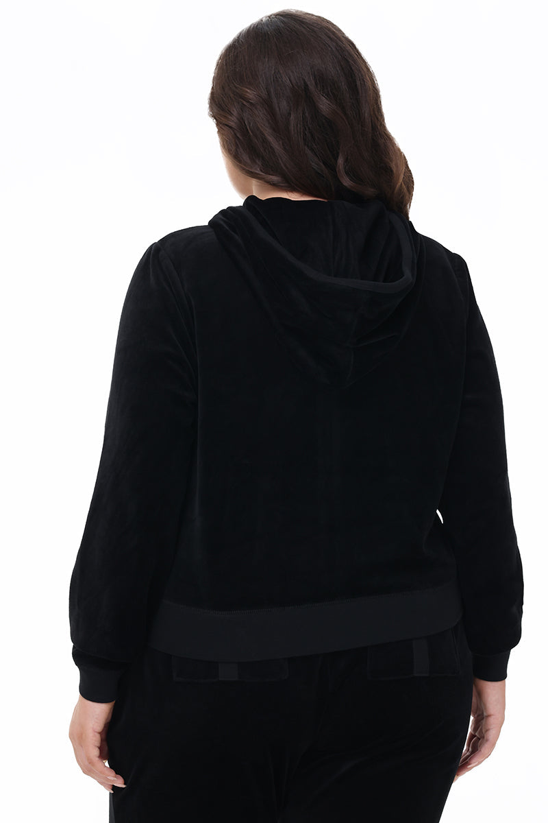 Plus-Size Heritage Cotton Velour Hoodie - Liquorice - Juicy Couture