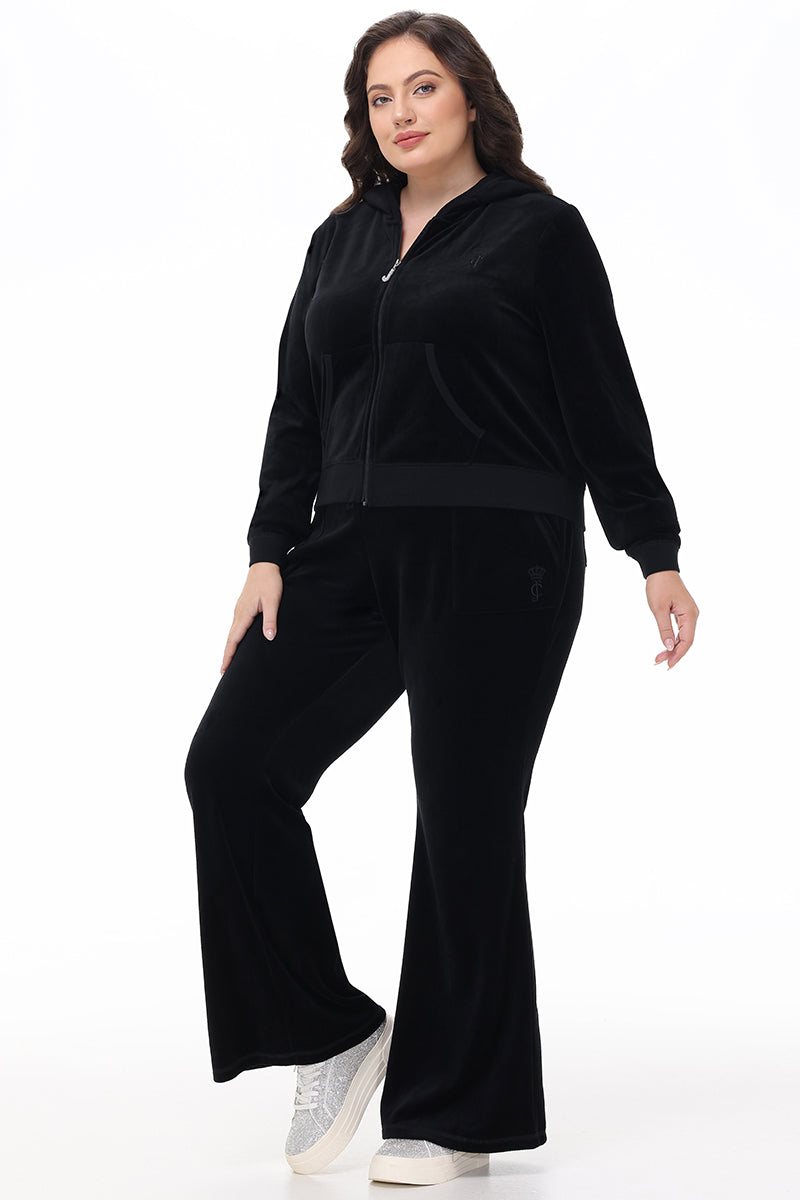 Plus-Size Heritage Cotton Velour Hoodie - Liquorice - Juicy Couture