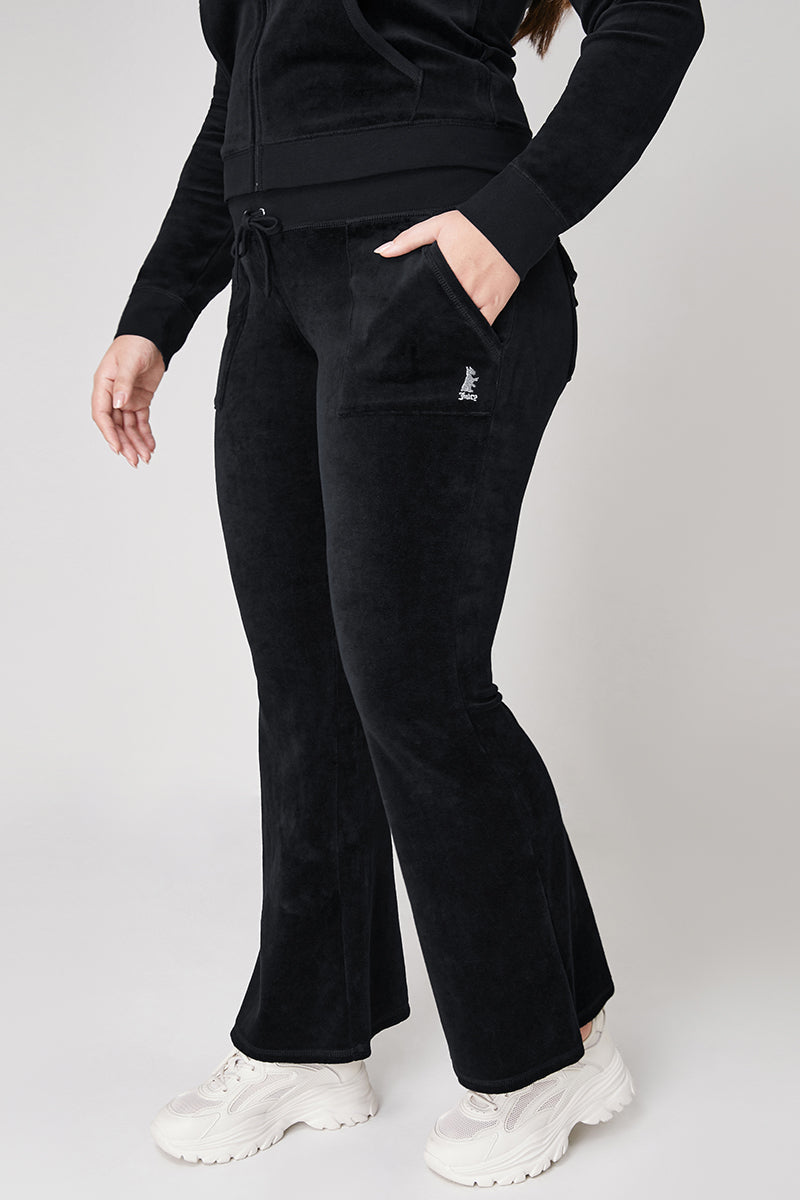 Plus-Size Hollywood Scottie Snap Pocket Cotton Velour Track Pants
